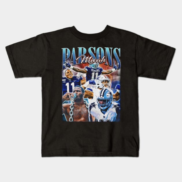 Micah Parsons Football Vintage Style Kids T-Shirt by Rage Against Tee Machine